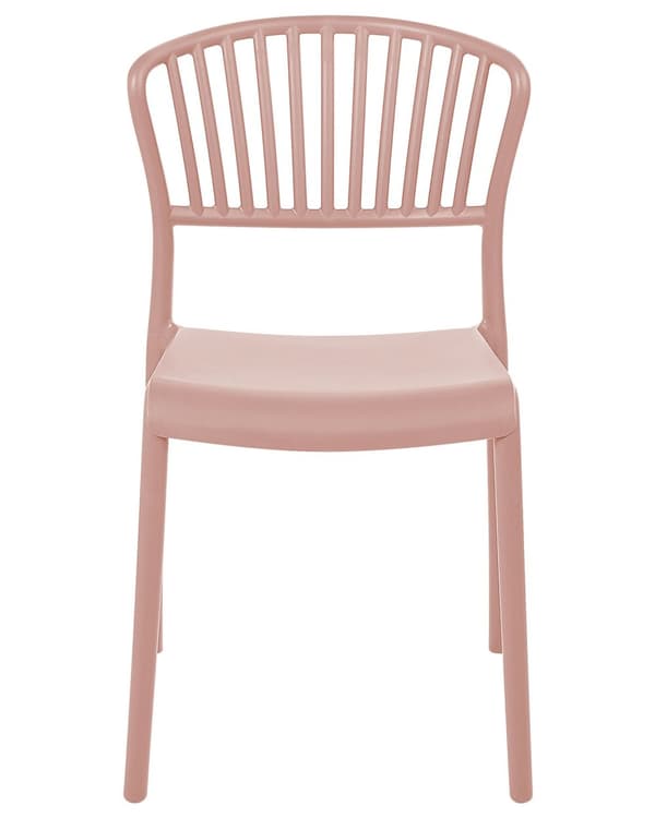 Sett med 4 Spisestuestoler Rosa Plast Innendørs Utendørs Minimalistisk Stil