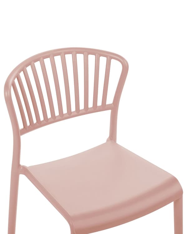 Sett med 4 Spisestuestoler Rosa Plast Innendørs Utendørs Minimalistisk Stil