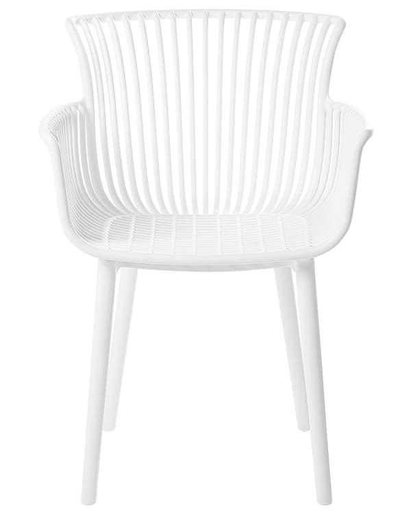 Sett med 4 Spisestuestoler Hvit Plast Innendørs Utendørs Hage med armlener Minimalistisk stil