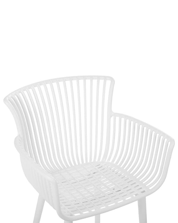 Sett med 4 Spisestuestoler Hvit Plast Innendørs Utendørs Hage med armlener Minimalistisk stil