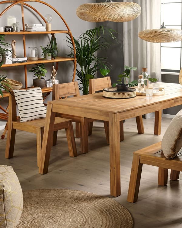 Sett med 6 hagestoler i laminert akasietre Innendørs Utendørs Rustikk design