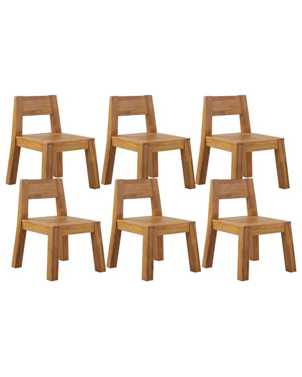 Sett med 6 hagestoler i laminert akasietre Innendørs Utendørs Rustikk design