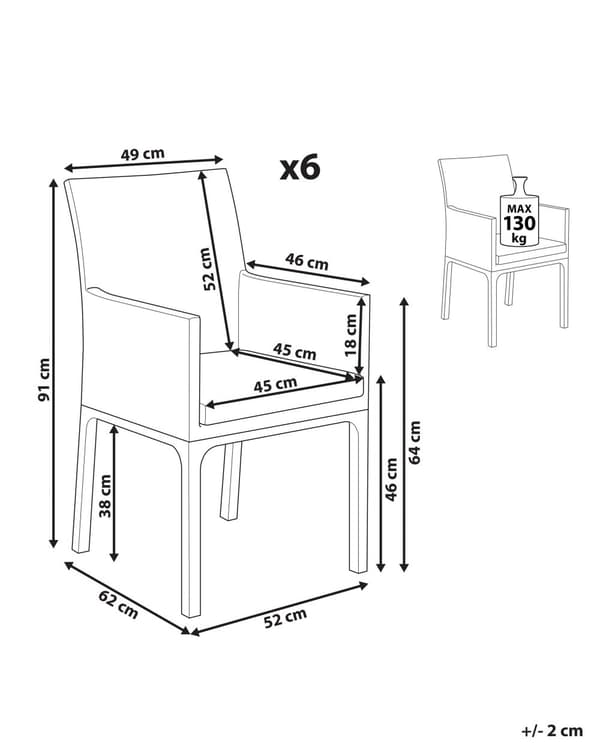 Sett med 6 hagestoler Grå Aluminium Hvite ben Armlener Quick Dry-skum UV-bestandig Moderne design Innendørs Utendørs Spisestoler