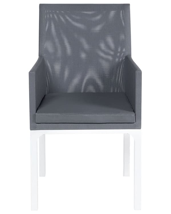 Sett med 6 hagestoler Grå Aluminium Hvite ben Armlener Quick Dry-skum UV-bestandig Moderne design Innendørs Utendørs Spisestoler