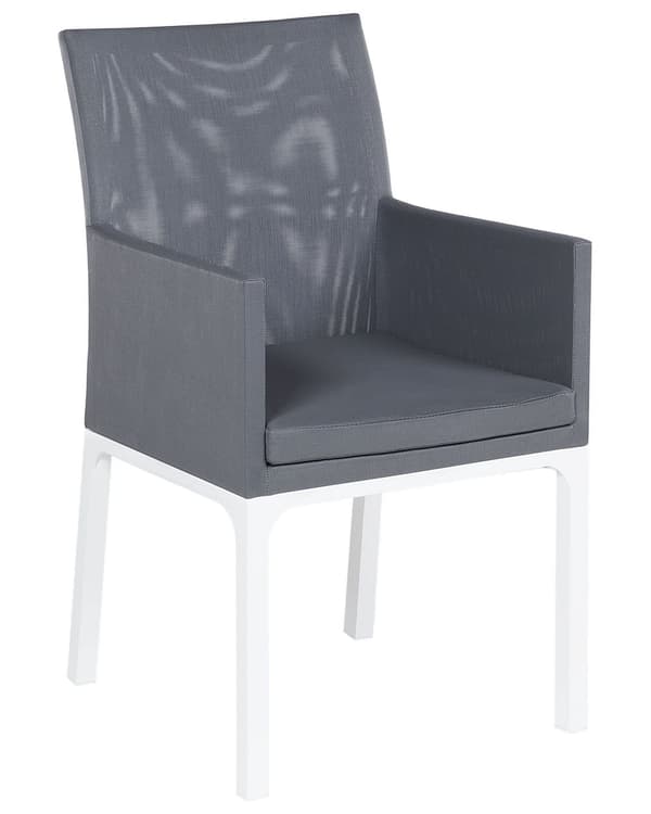 Sett med 4 hagestoler Grå Aluminium Hvite ben Armlener Quick Dry-skum UV-bestandig Moderne design Innendørs Utendørs Spisestoler