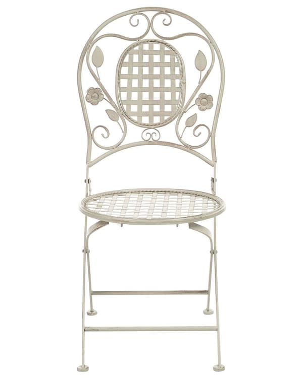 Sett med 4 Hagestoler Off-White Jern Sammenleggbar Distressed Metall Utendørs UV Rustmotstand Fransk Retro Stil