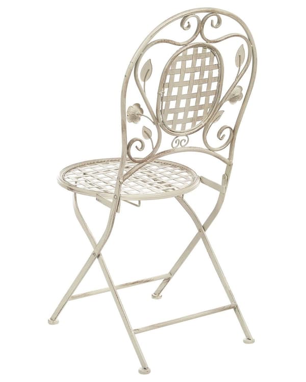 Sett med 4 Hagestoler Off-White Jern Sammenleggbar Distressed Metall Utendørs UV Rustmotstand Fransk Retro Stil