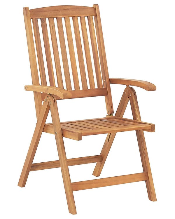 Sett med 6 Hagestoler Lyst Akasietre med Puter Off-white Sammenleggbar UV-bestandig Rustikk Stil