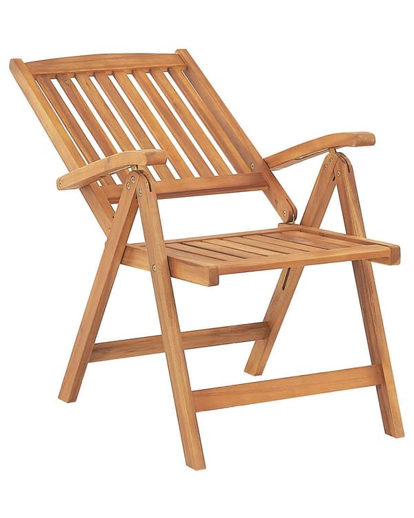 Sett med 6 Hagestoler Lyst Akasietre med Puter Off-white Sammenleggbar UV-bestandig Rustikk Stil