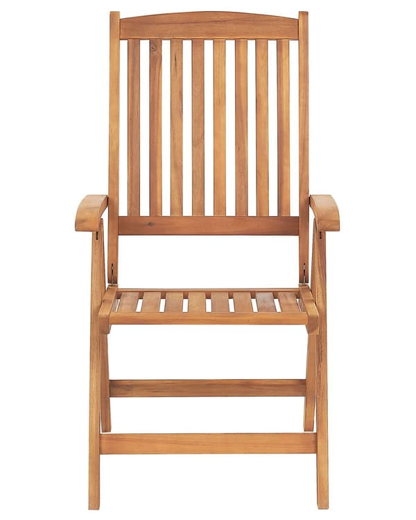 Sett med 6 Hagestoler Lyst Akasietre med Puter Off-white Sammenleggbar UV-bestandig Rustikk Stil