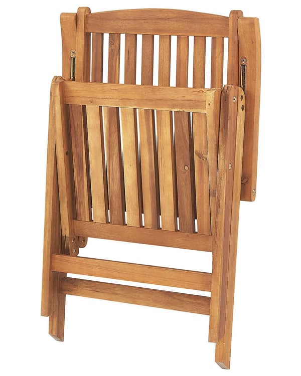 Sett med 6 Hagestoler Lyst Akasietre med Puter Off-white Sammenleggbar UV-bestandig Rustikk Stil