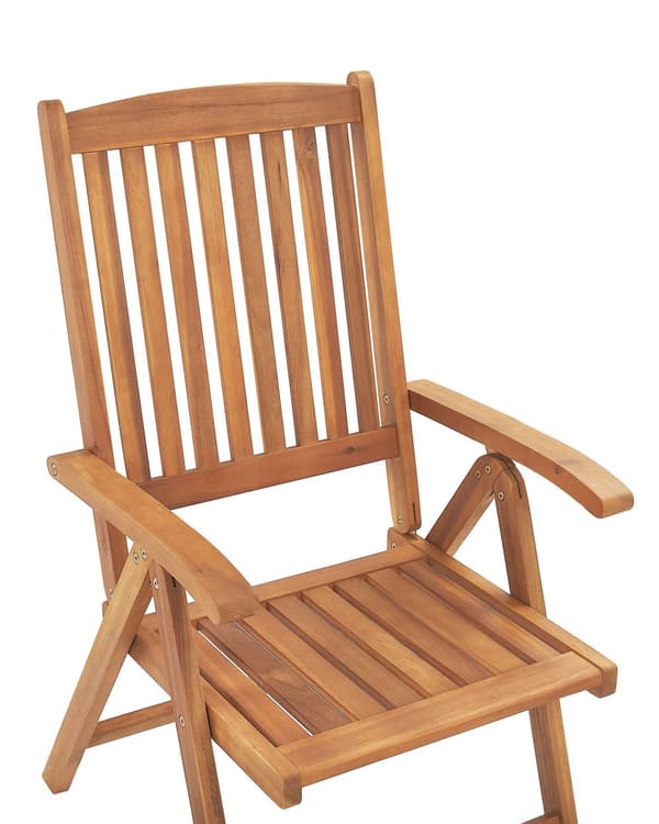 Sett med 6 Hagestoler Lyst Akasietre med Puter Off-white Sammenleggbar UV-bestandig Rustikk Stil