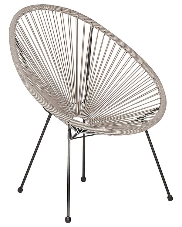 Hagestol Lysegrå PE Rotting Papasan Moderne Design Rund Innendørs Utendørs