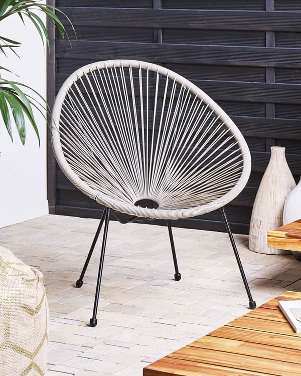 Hagestol Lysegrå PE Rotting Papasan Moderne Rund Innendørs Utendørs Design