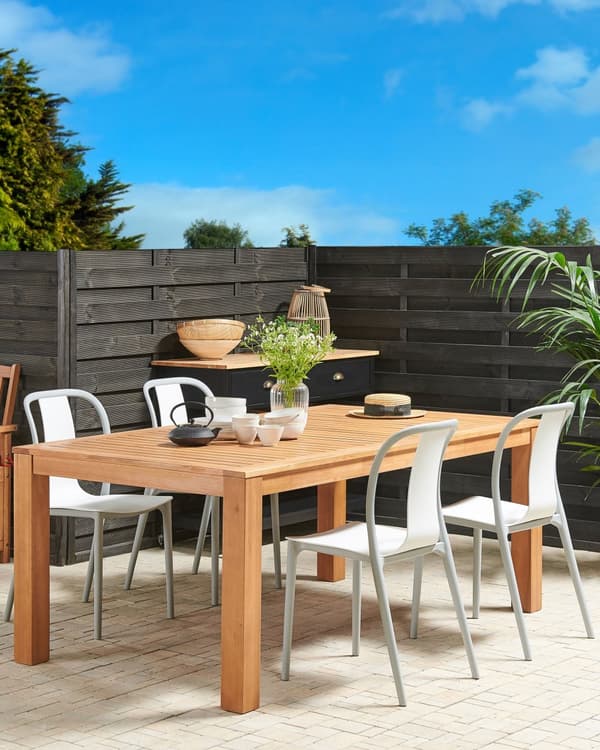 Sett med 4 hagestoler Hvit Grå Syntetisk materiale Uten armlener Kan stables Moderne design Hage Terrasse Spisestoler