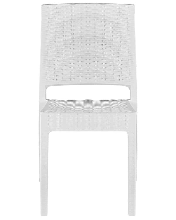 Sett med 2 hagestoler Hvit Syntetisk materiale Kan stables Minimalistisk stil Uteplass Hagemøbler