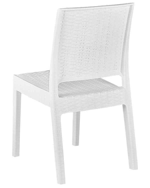 Sett med 2 hagestoler Hvit Syntetisk materiale Kan stables Minimalistisk stil Uteplass Hagemøbler