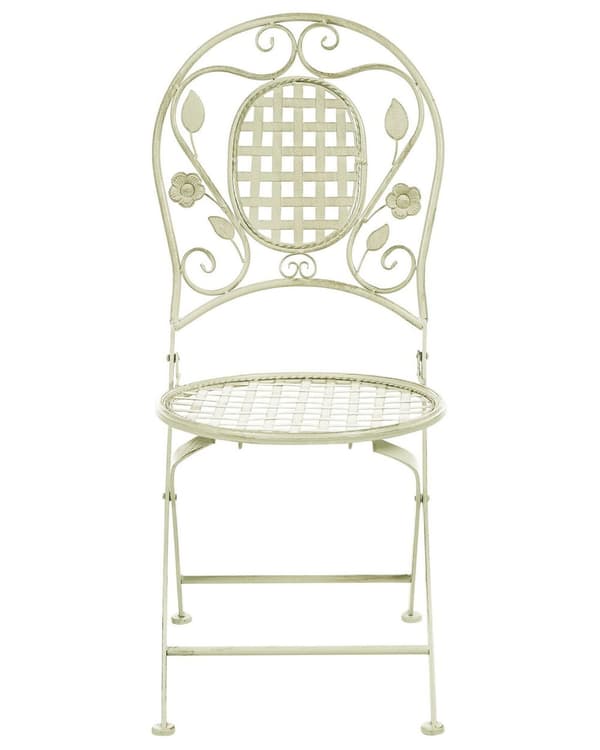 Sett med 2 Hagestoler Lysegrønn Jern Sammenleggbar Distressed Metall Utendørs UV-Rustbestandig Fransk Retro Stil