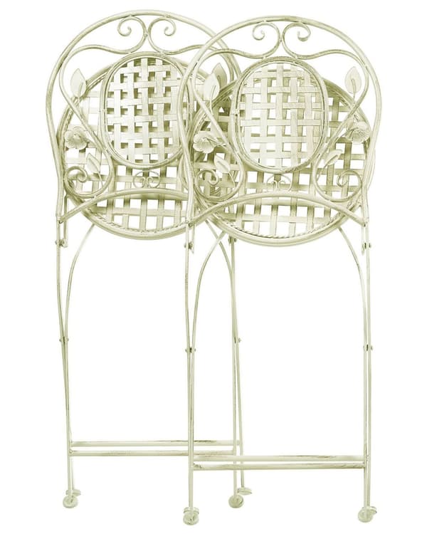 Sett med 2 Hagestoler Lysegrønn Jern Sammenleggbar Distressed Metall Utendørs UV-Rustbestandig Fransk Retro Stil