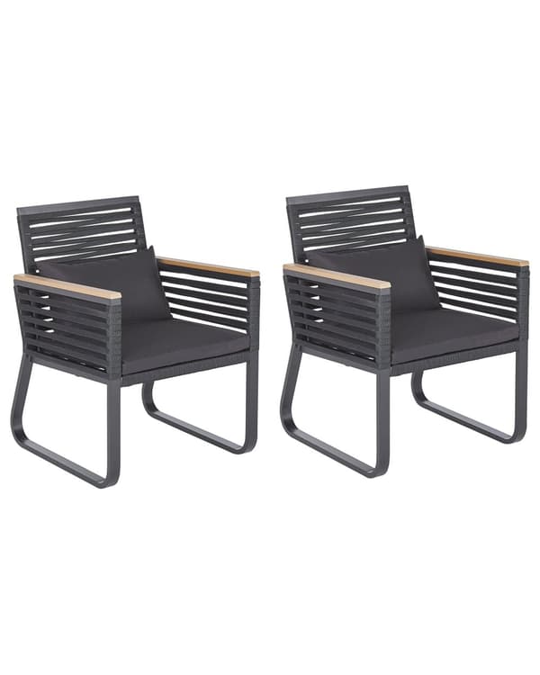 Sett med 2 Hage Spisestuestoler Svart Metallramme med Puter Tau Design Industriell Moderne Design