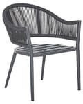 Miniatyrbilde 4 av 11: Sett med 2 hagespisestoler med grå metallramme og puter Moderne design med taufletting