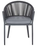 Miniatyrbilde 5 av 11: Sett med 2 hagespisestoler med grå metallramme og puter Moderne design med taufletting