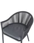 Miniatyrbilde 7 av 11: Sett med 2 hagespisestoler med grå metallramme og puter Moderne design med taufletting