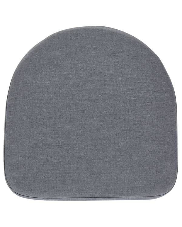 Sett med 2 hagespisestoler med grå metallramme og puter Moderne design med taufletting