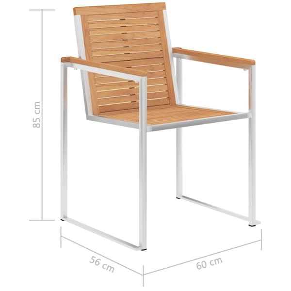 vidaXL Hagestoler 2 stk heltre teak og rustfritt stål