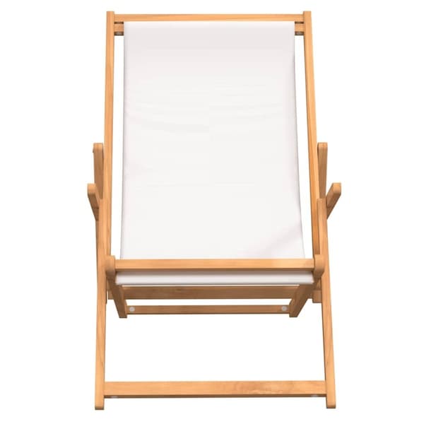 vidaXL Sammenleggbar strandstol heltre teak kremhvit