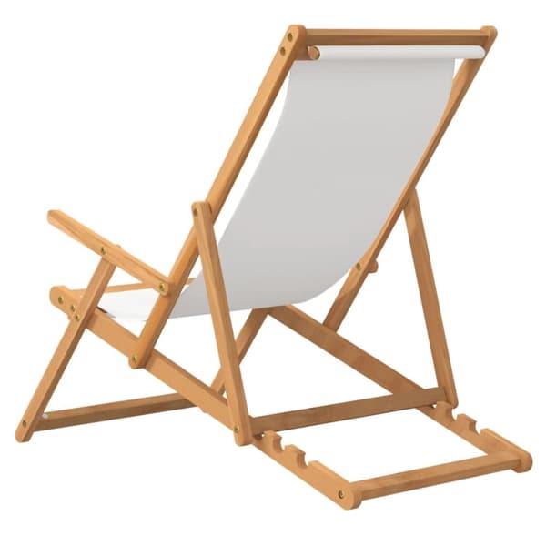 vidaXL Sammenleggbar strandstol heltre teak kremhvit