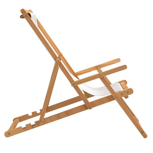 vidaXL Sammenleggbar strandstol heltre teak kremhvit