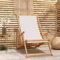 Miniatyrbilde 1 av 10: vidaXL Sammenleggbar strandstol heltre teak kremhvit