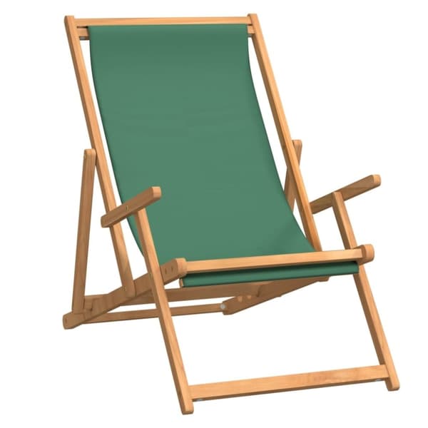 vidaXL Sammenleggbar strandstol heltre teak grønn