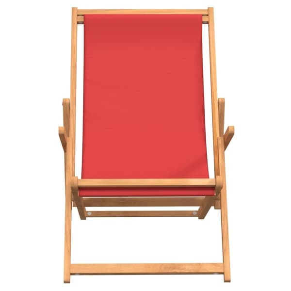 vidaXL Sammenleggbar strandstol heltre teak rød