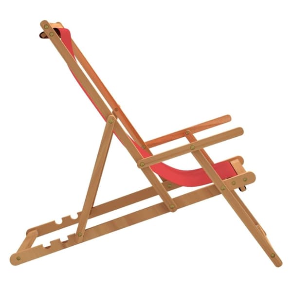 vidaXL Sammenleggbar strandstol heltre teak rød