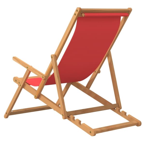 vidaXL Sammenleggbar strandstol heltre teak rød