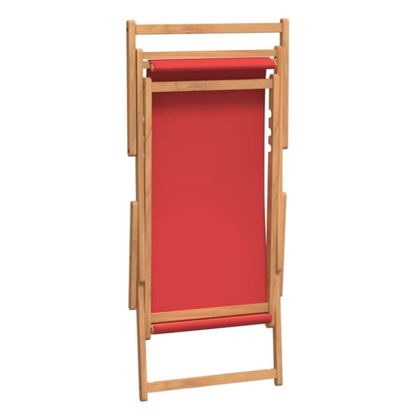 vidaXL Sammenleggbar strandstol heltre teak rød