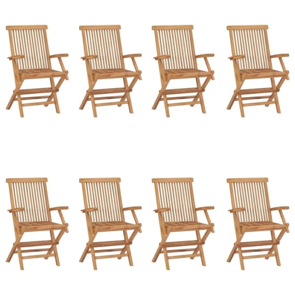 vidaXL Hopfällbara trädgårdsstolar 8 st massiv teak