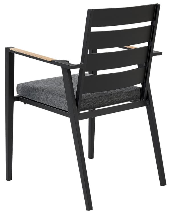 Set med 6 Trädgårdsstolar Svart Aluminium med Dynor Ryggstöd med Spjälor Design Modern
