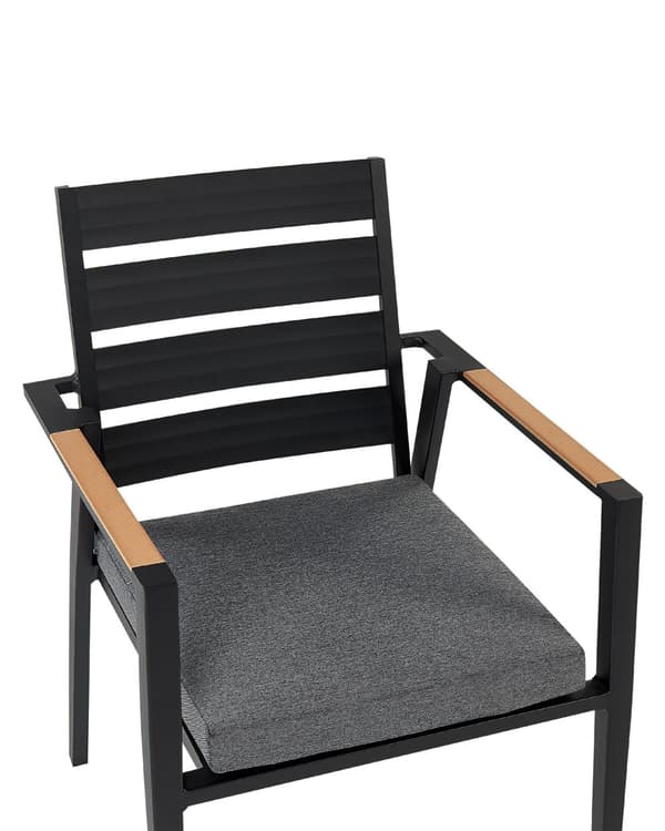 Set med 6 Trädgårdsstolar Svart Aluminium med Dynor Ryggstöd med Spjälor Design Modern