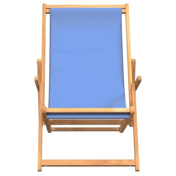 vidaXL foldbar strandstol massivt teaktræ blå