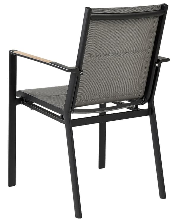 Sett med 4 hagestoler Svart Aluminium Sitteputer Moderne design Hage Terrasse Utendørs Utemøbler