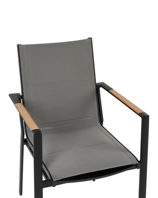 Sett med 4 hagestoler Svart Aluminium Sitteputer Moderne design Hage Terrasse Utendørs Utemøbler