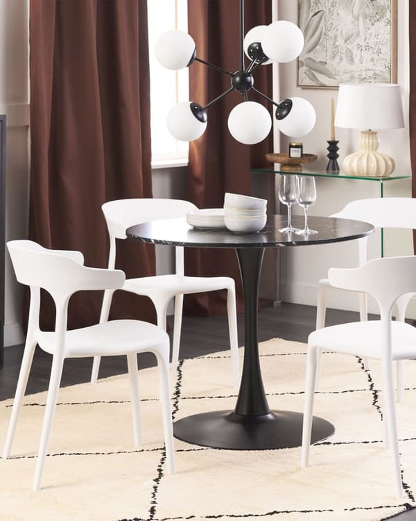 Tuoli valkoinen 40 x 76 x 49 cm muovi pinottava 4 kpl säänkestävä sisälle ulos moderni