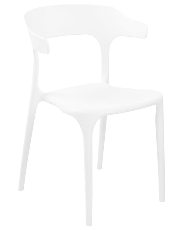 Tuoli valkoinen 40 x 76 x 49 cm muovi pinottava 4 kpl säänkestävä sisälle ulos moderni