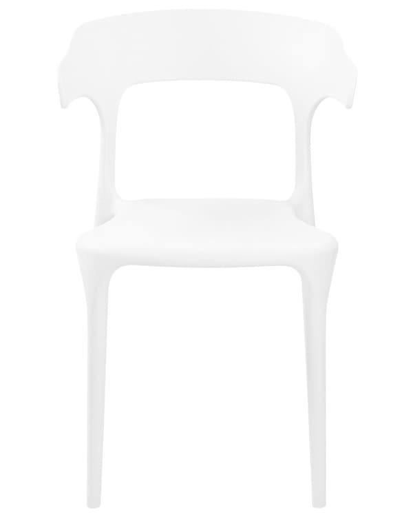 Tuoli valkoinen 40 x 76 x 49 cm muovi pinottava 4 kpl säänkestävä sisälle ulos moderni