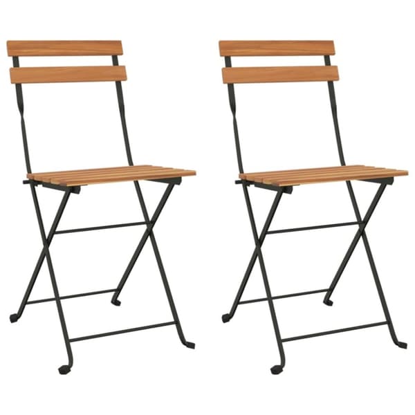 vidaXL foldbare bistrostole 2 stk. massivt teaktræ og stål