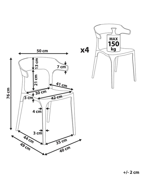 Sæt med 4 Havestole Spisestuestole Beige Polypropylen Let Vejrbestandig Plastik Indendørs Udendørs Moderne Stil