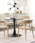 Miniatyrbillede 4 af 9: Sæt med 4 Havestole Spisestuestole Beige Polypropylen Let Vejrbestandig Plastik Indendørs Udendørs Moderne Stil